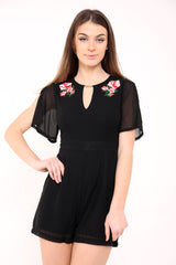 Floral geborduurd gevoerde playsuit