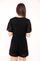 Floral geborduurd gevoerde playsuit