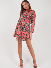 Schlangendrucken Krawatten -Taillenhemdkleid