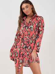 Schlangendrucken Krawatten -Taillenhemdkleid