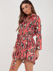 Schlangendrucken Krawatten -Taillenhemdkleid