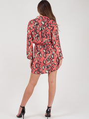 Schlangendrucken Krawatten -Taillenhemdkleid