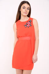 Floral Embroidered Overlay Lined Mini Dress