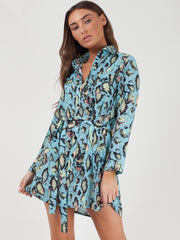 Schlangendrucken Krawatten -Taillenhemdkleid