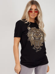 Camiseta impresa de tigre de brillo
