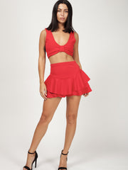 Lace Up Fasten Bow Front Crop Top