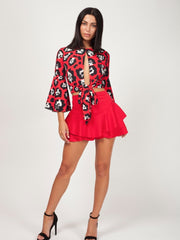 Top de estampado de leopardo delantero de unión