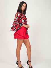 Top de estampado de leopardo delantero de unión