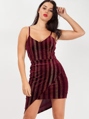 Asymmetrisches Cami -Kleid von Glitzer Velours