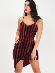 Asymmetrisches Cami -Kleid von Glitzer Velours