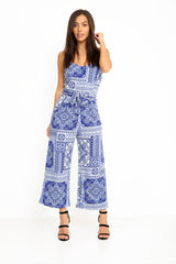 Paisley Print Gürtel Culotte Jumpsuit