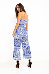 Paisley Print Gürtel Culotte Jumpsuit