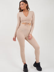 Rundted Crop Top & Legging Rippes Co-ordte