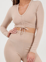 Rundted Crop Top & Legging Rippes Co-ordte