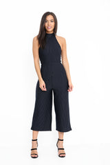 Burnout Pinstripe Culotte Jumpsuit