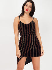 Asymmetrisches Cami -Kleid von Glitzer Velours