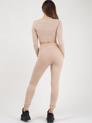Rundted Crop Top & Legging Rippes Co-ordte