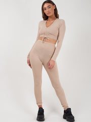 Rundted Crop Top & Legging Rippes Co-ordte