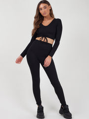 Rundted Crop Top & Legging Rippes Co-ordte