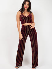 Glitter Velour Cami Bralet Crop Top