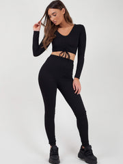 Rundted Crop Top & Legging Rippes Co-ordte