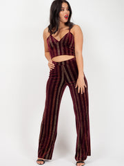 Glitter Velour Cami Bralet Crop Top