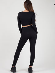 Rundted Crop Top & Legging Rippes Co-ordte