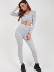 Rundted Crop Top & Legging Rippes Co-ordte