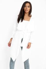 Belted Waterfall Collar Coat