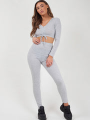 Rundted Crop Top & Legging Rippes Co-ordte