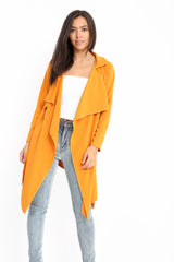 Belted Waterfall Collar Coat