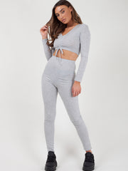 Rundted Crop Top & Legging Rippes Co-ordte