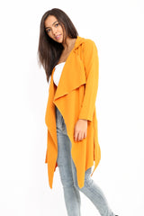 Belted Waterfall Collar Coat