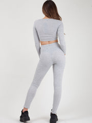 Rundted Crop Top & Legging Rippes Co-ordte