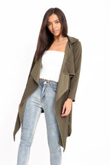 Belted Waterfall Collar Coat