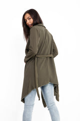 Belted Waterfall Collar Coat