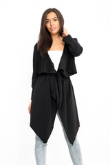 Belted Waterfall Collar Coat