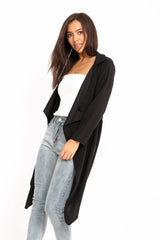 Belted Waterfall Collar Coat