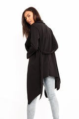 Belted Waterfall Collar Coat