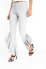 Flared Frill Hem Cropped Trousers