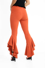 Flared Frill Hem Cropped Trousers