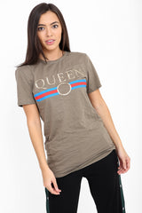 Königin Slogan gedrucktes T -Shirt
