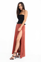 Double Split Slinky Maxi Skirt
