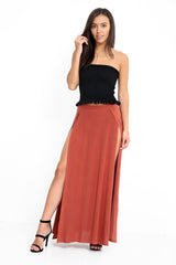 Double Split Slinky Maxi Skirt