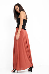 Double Split Slinky Maxi Skirt