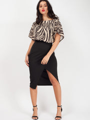 Lurex Zebra Print Split Front Dress