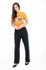 Popper Button Striped Trousers