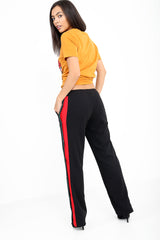 Popper Button Striped Trousers