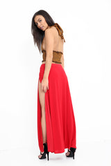 Double Split Slinky Maxi Skirt