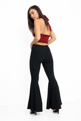 Gingham Check Halter Neck Shirred Crop Top